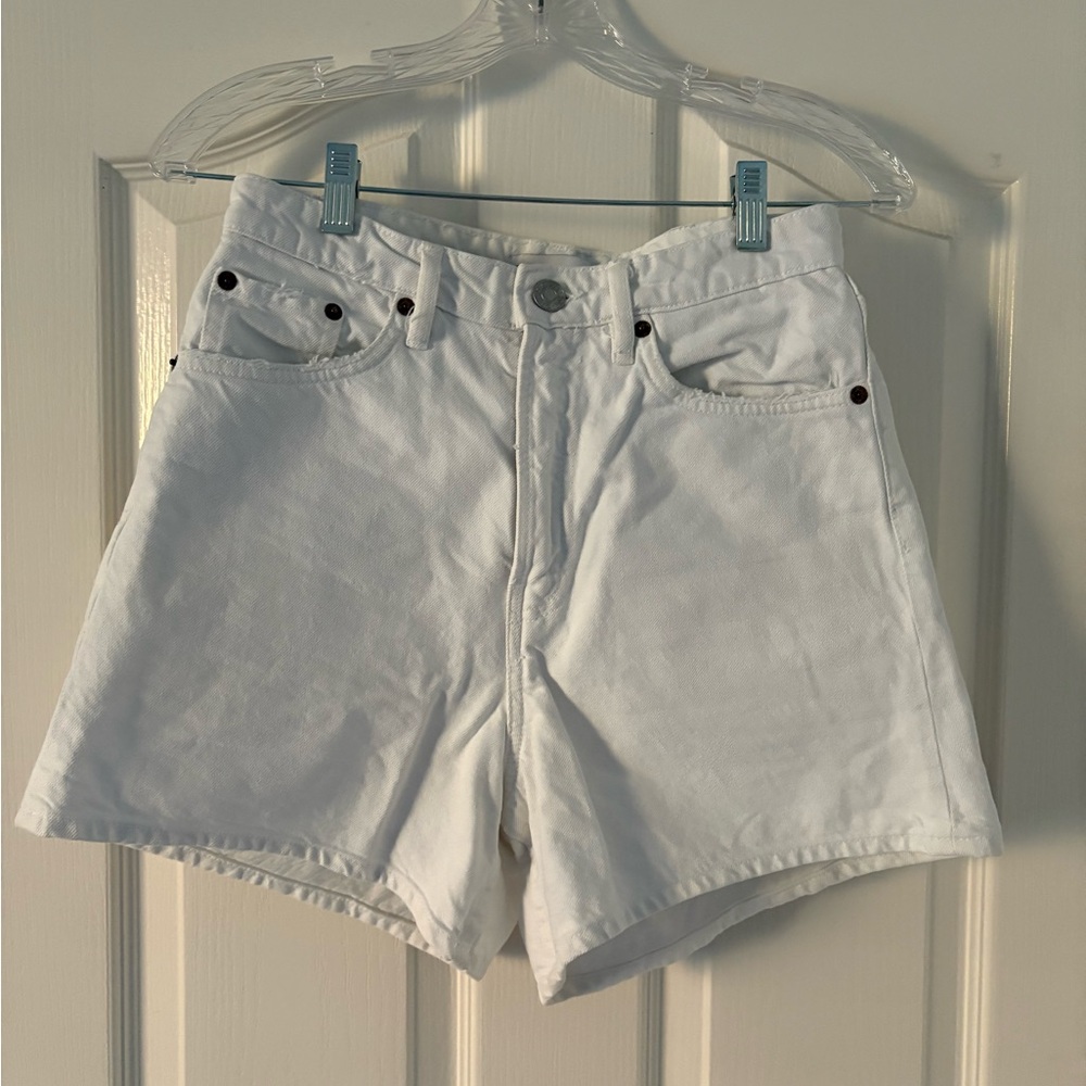 Zara White High-Waist Women's Denim Shorts